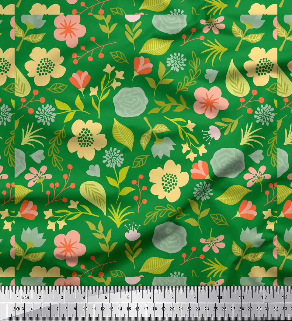 

Soimoi Red Japan Crepe Satin Fabric Leaf Floral Print Fabric by the metre 42 Inch 42 Inch Wide - Poly Crepe зелений