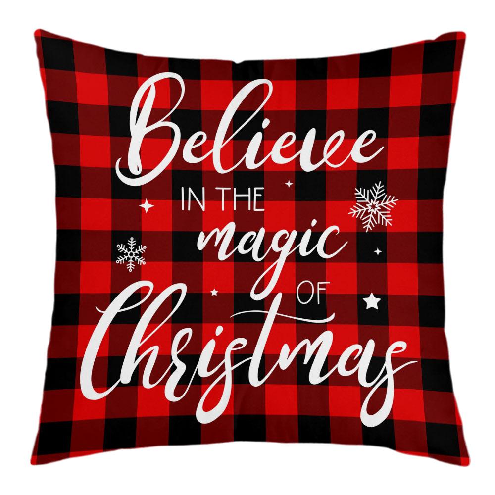New Christmas Short Plush Pillow Cover Peach Skin Digital Printing Cushion Cover Christmas Snowman Pattern