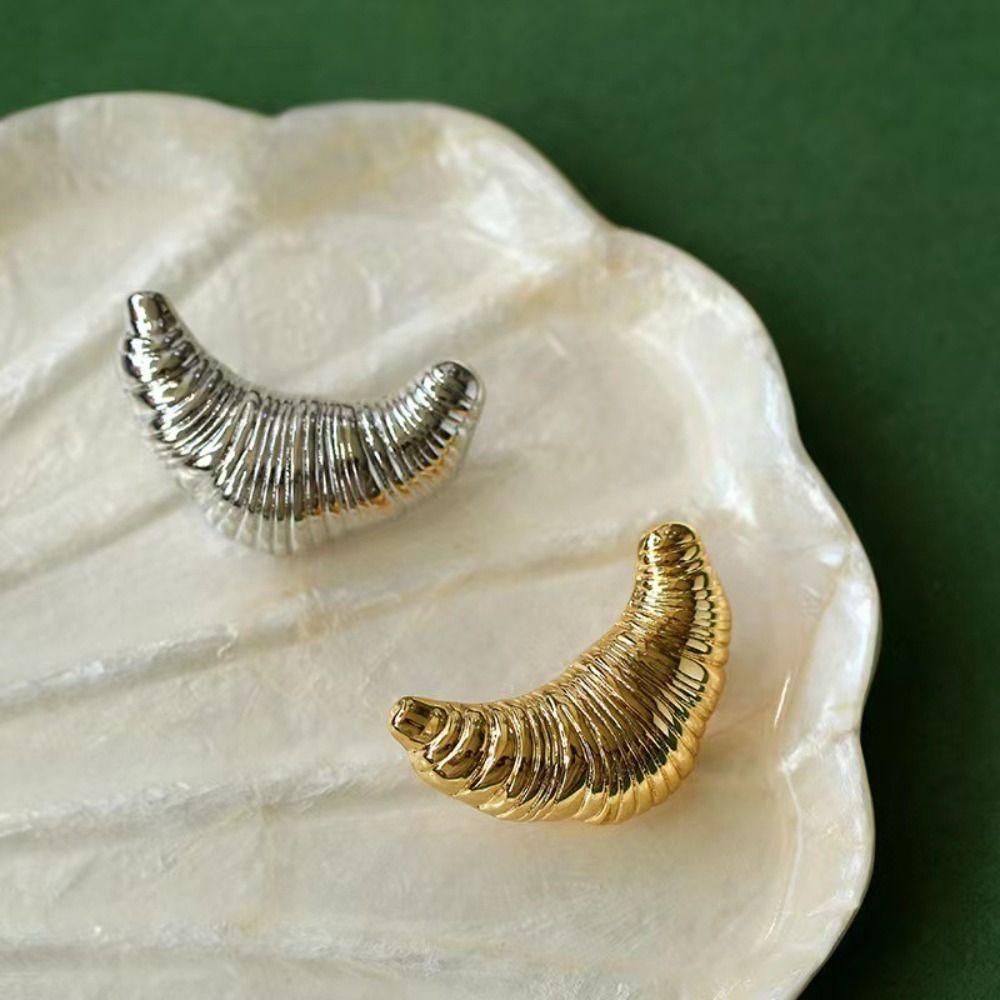 Silver Croissant Brooch Vintage Gold Brooch Fashion Metal Clothes Pin  Gift