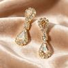 Elegant Zirconia Teardrop Earrings - Retro Court Style for Women