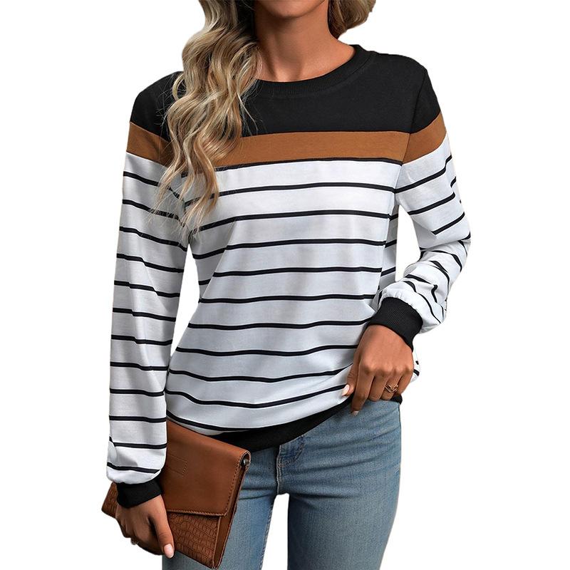 Comfort Casual e Versatilità Autunno Donna Maglione a Righe Girocollo Manica Lunga Donna