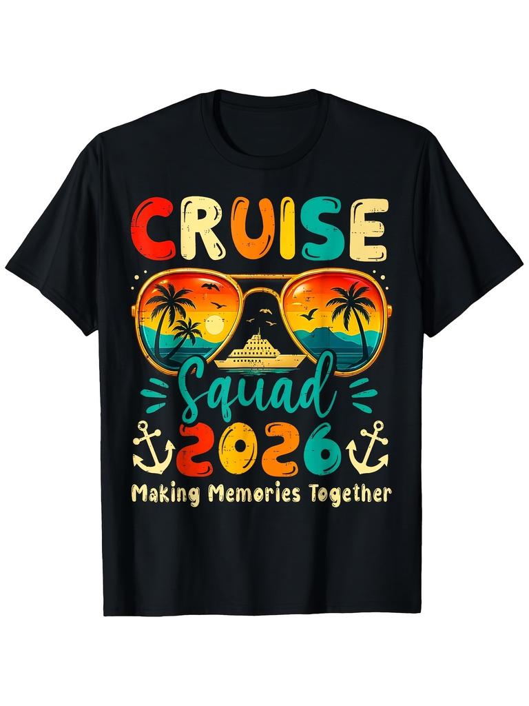 Cruise Squad 2026 Retro Matching TShirt UltraSoft Moisture Wicking Drop Shoulder Crew Neck Tee Comfy Summer Vacation Group Outfit