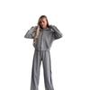 2024 Autumn/Winter Striped Patchwork Hooded Top & Zip-Up Sweatpants Set