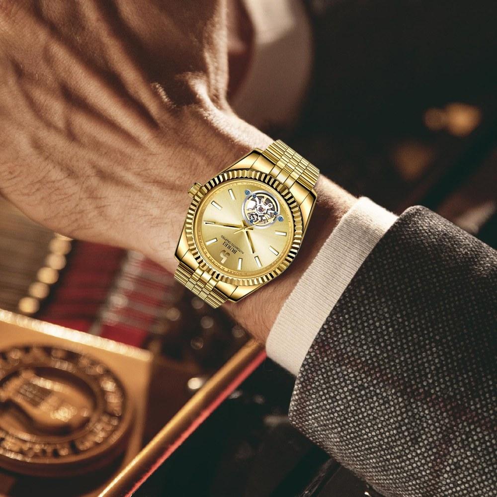 BUREI Men's Automatic Mechanical Watch Waterproof Stylish Analog Business Casual Night Light