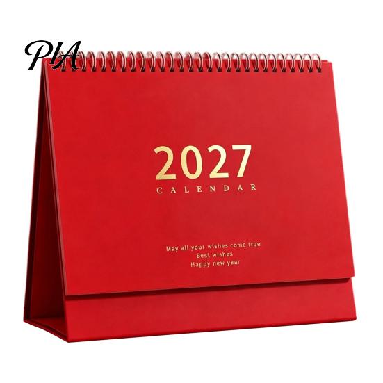 Decor Minimalist pentru Birou Calendar de Birou 2026-2027, Oct 2026-Dec 2027 Calendar pe 14 Luni, Bloc Mare cu Listă de Sarcini Desktop pentru Planificare, Organizare Transverse roșu