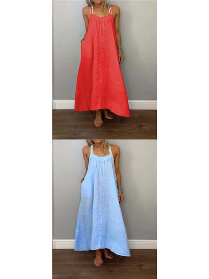2026 Summer Casual Cotton Linen Strap Dress