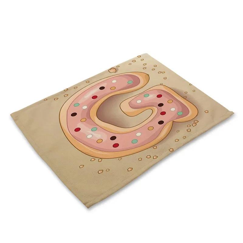 45X30cm Letter Pattern Kitchen Placemat Dining Table Mats Tea Coaster Cotton Linen Pads Bowl Cup Mats for Home Decor Gifts