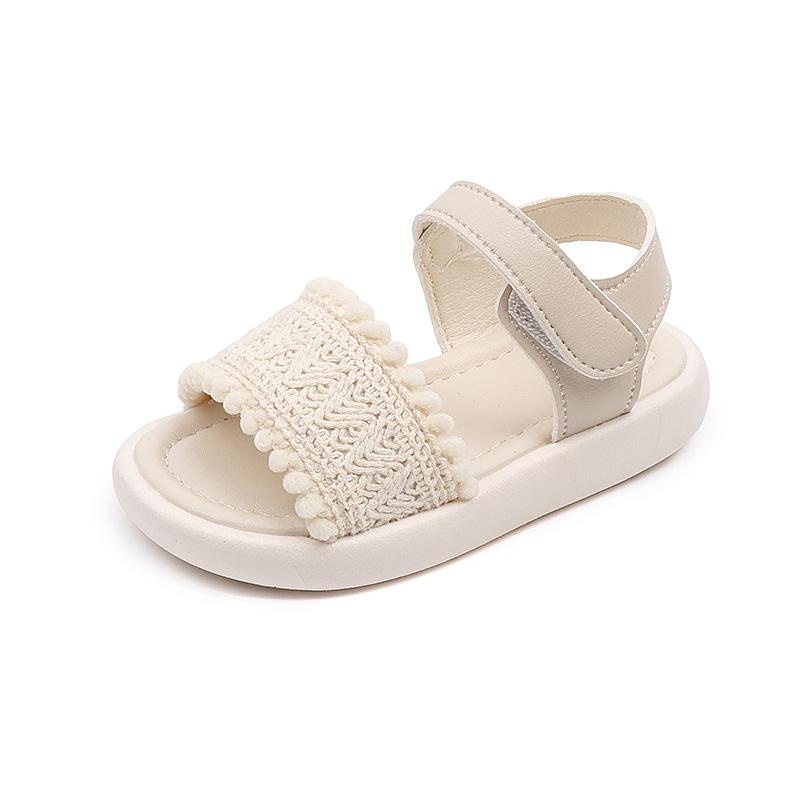Girls Beach Shoes Versatile Casual Kids Sandals Non-slip Soft Sole 2025 Summer New Girls Princess Style Open Toes Soild Color