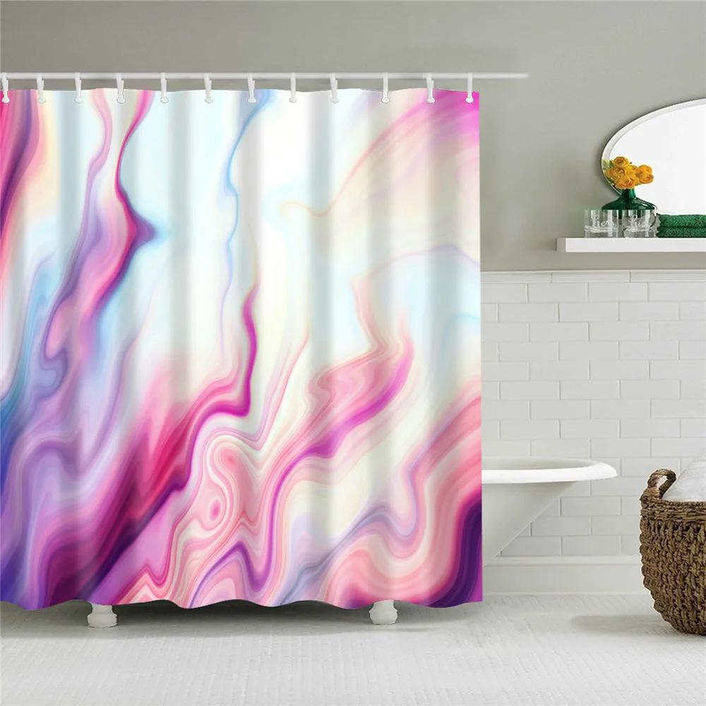 Waterproof Conch Starfish Blue Sea Beach Printing Bathroom Shower Curtains English Letter Bath Screen Door Curtain With Hooks