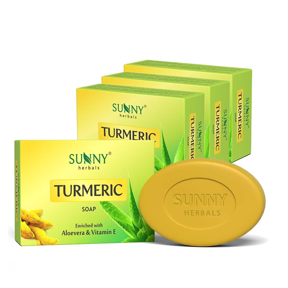 

Sunny Herbals Turmeric Bath Soap Bars For Glowing Skin Deep Cleanse Exfoliating Wash Daily Home Use 75 gX Pack Of 4