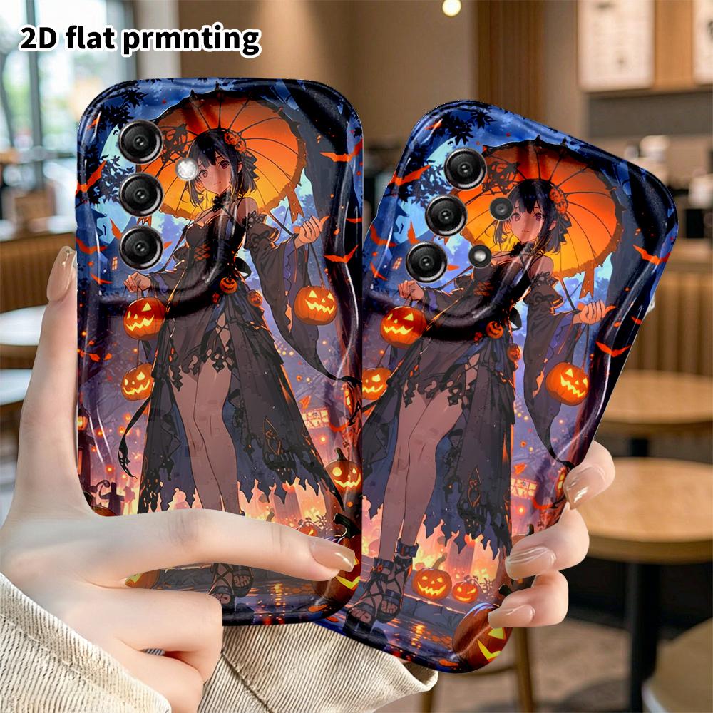 Phone Case: 2D Flat Samsung Galaxy A34 A35 M05 M06 S20 S22 S21 FE Plus 5G Protective Case, Anime Girl, Christmas and Halloween Gift