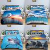 3D Digital Printing Bedding Three-Piece Dolphin Printing Quilt Set