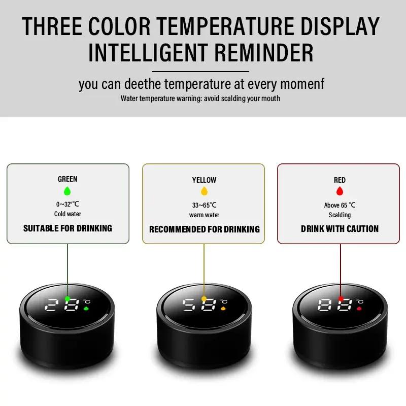1Pcs Car Smart Thermos Bottle With Temperature Display Coffee Cup Emblem For VW CC Golf 4 6 7 GTI Tiguan Passat B5 B6 B7 Jetta