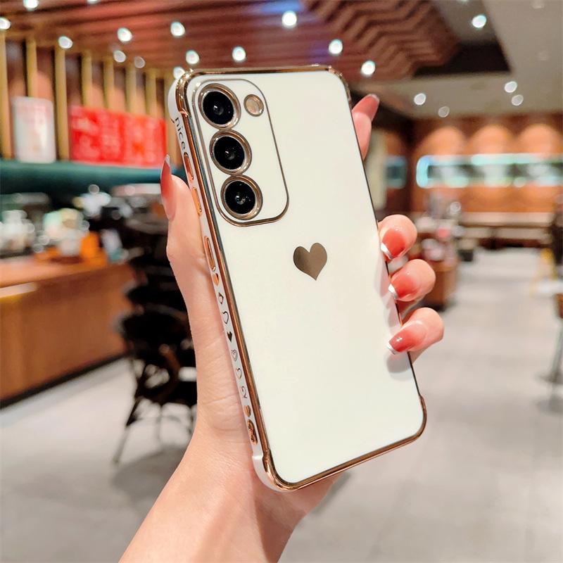 Anti fall Side Love Electroplating Soft Shell Suitable for Samsung S25 UltraS24S23 Mobile Phone Case Small and Fresh A56A15
