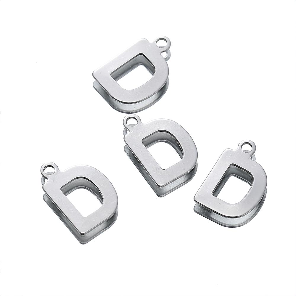 50 Stück Edelstahl 12mm Englische Buchstaben A-Z Anhänger für DIY Halsketten Schmuckherstellung Zubehör