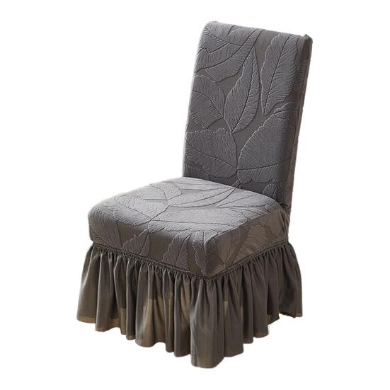 Jacquard Dining Chair Cover Elastic Chair Slipcover with Long Ruffled