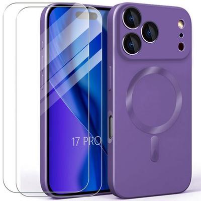 Protective Case - E.F.Connection - for iPhone 17 Pro - Purple Magnetic Ring - 2 Tempered Glasses