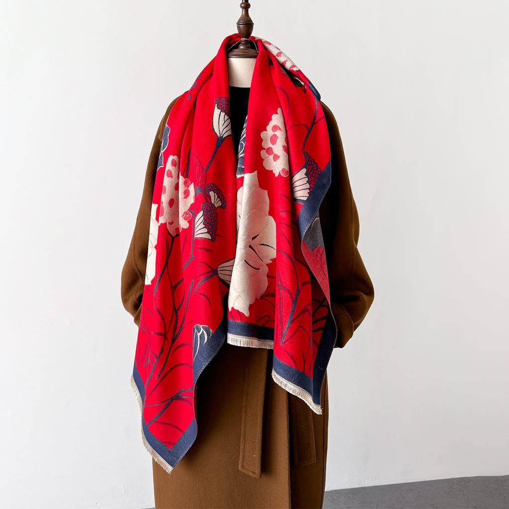 Neuer Damen Warmer Lotus Eleganter Schal Warmer Nackenschutz gegen Kalten Wind Hochwertiges Wickeltuch Weibliche Doppelseitige Foulard Schals