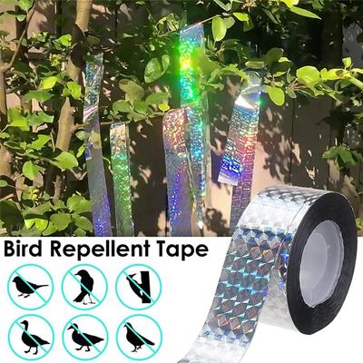 Premium Double-Sided Reflective Tape with Laser Effect - 80m Bird Repellent Silver Ribbon for Effective Pest and Insect Control