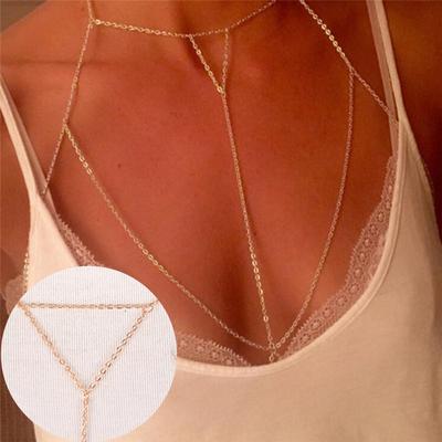 Retro-Gliederkette, BH, mehrschichtig, sexy Strand-Bikini-Halsketten, Körperkette, Schmuck