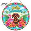 Tropical Coconut Grove Decor Hello Summer Door Sign Spring Beach Flowers Welcome Wooden Rustic Wood Hanging Plaque Front for Wall Outdoor