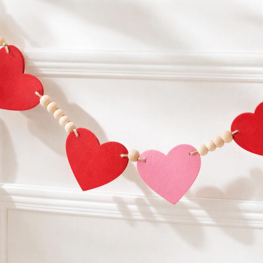 61.81in Felt Heart Garland Red Pink Color Valentine Bunting Banner Valentine's Day Decor