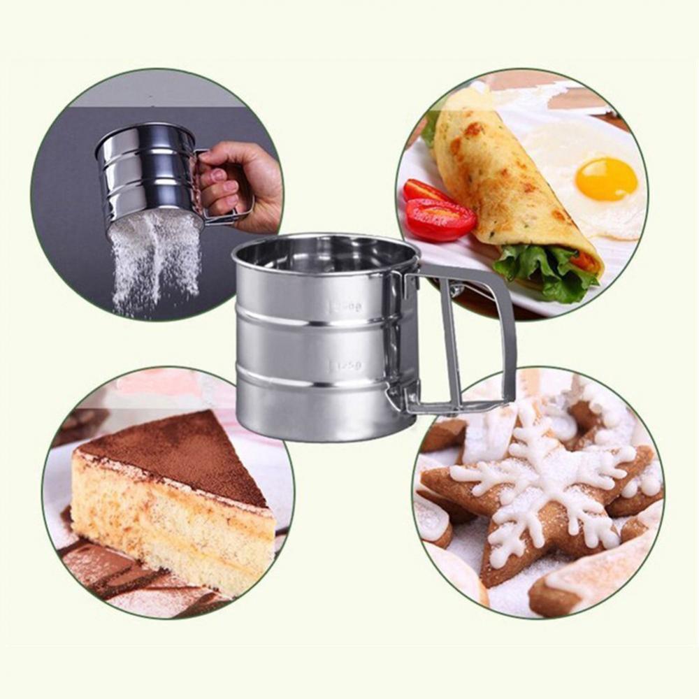 1 Stück Mehrzweck 80% Edelstahl Mehl Sieb Tasse Sieb Seiher Backen Küchenhelfer