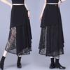Irregular Black Lace Skirt Summer  Hollow Out Design Fashion Women Skirts