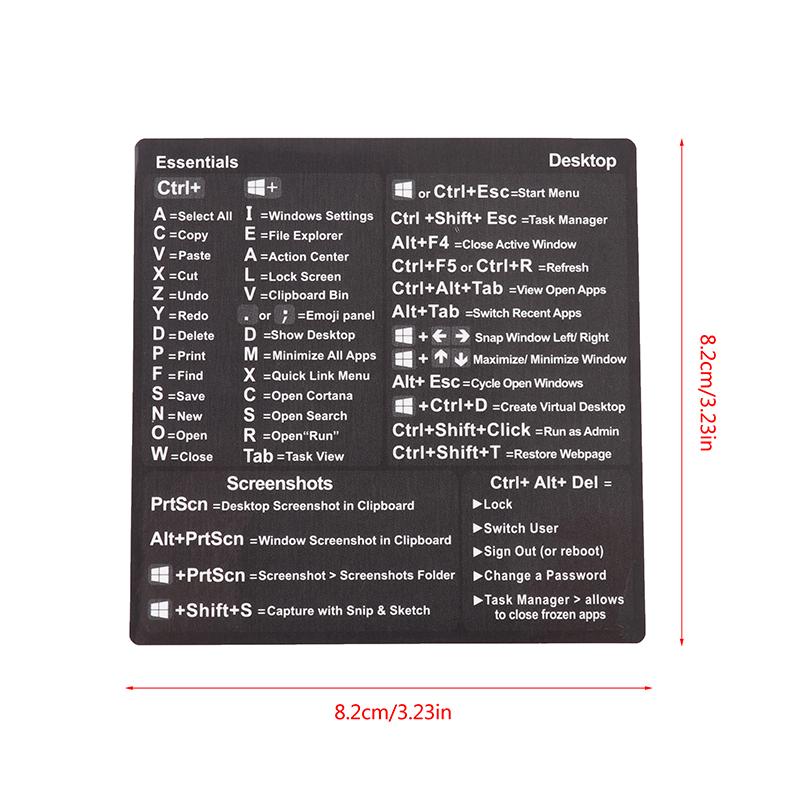 Pc Reference Keyboard Shortcut Sticker Adhesive For Pc Laptop Desktop
