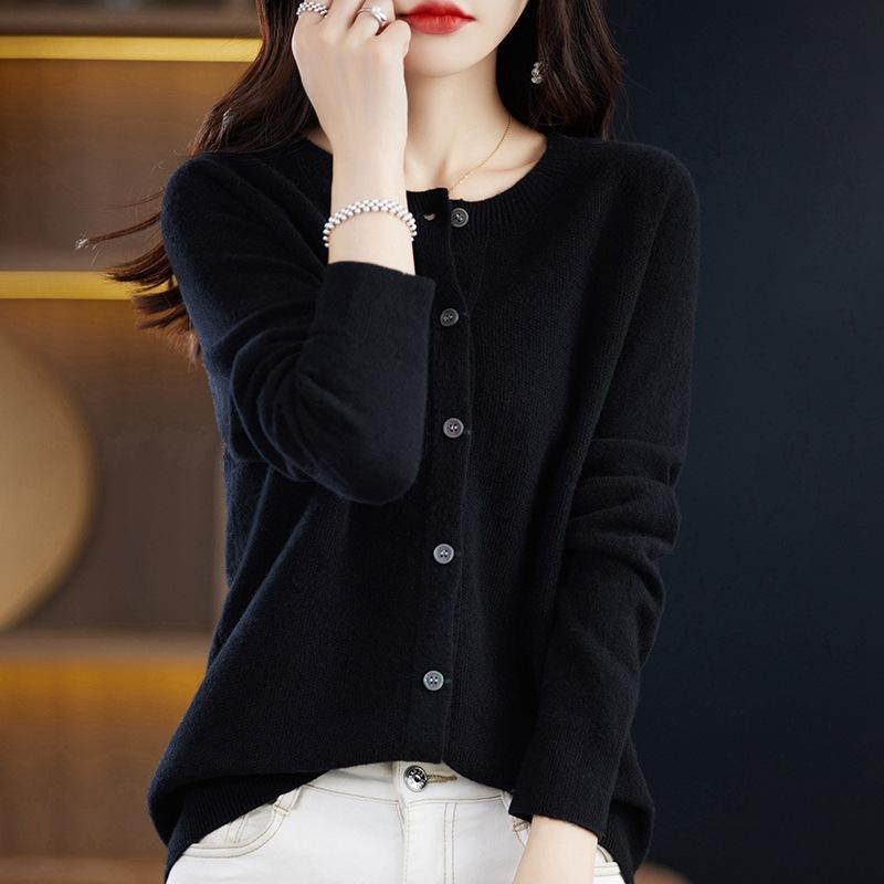 

INDFS Женская мода Повседневный Осень Зима Однотонный Принт Длинный Рукав О-Образным Вырезом Свитера XXL [125-72.5 kg] чёрный