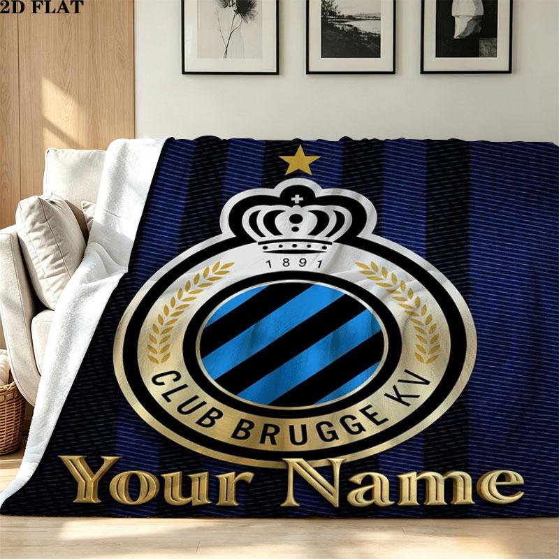1PC Club Brugge KV Custom Name Patterned Flannel Blanket Suitable For All Seasons for Home Decor Warmth and Comfort Gifts Holiday Present