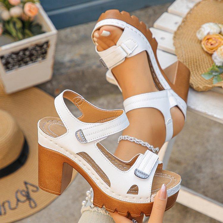 Plus Size Women High Heel Sandals,New Summer Platform One Strap Sandals 35 белый