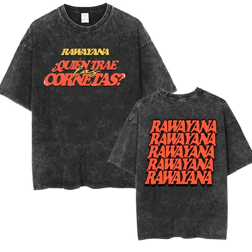 

Rawayana Quin Trae Las Cornetas World Tour Tshirts Mens Women Harajuku Fashion Vintage Washed T Shirt ONeck Cotton Tshirt S