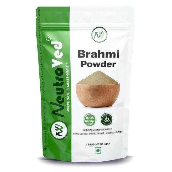 NeutraVed Brahmi Powder -250g For Hair Growth, Eating | 100% Natural, No Preservative | Pack In Zipper Standup Pouch - 250 Grams
