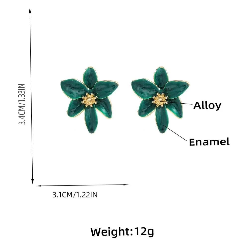 Bohemia Ethnic Style White Enamel Flower Stud Earrings for Women Charm Stainless Steel Wedding Bride Jewelry Accessories Gift