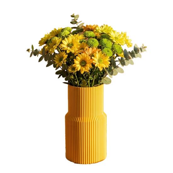 

3D Printed Vase Straight Shape Flower Vase Decorative Flower Container for Roses Tulips золотистий