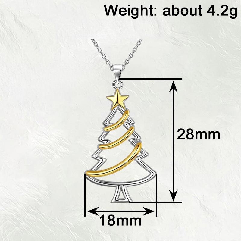 Huitan Hollow Two Tone Christmas Tree Pendant Necklace for Women Aesthetic Festival Gentle Star Accessories Winter Party JewelryGood product
