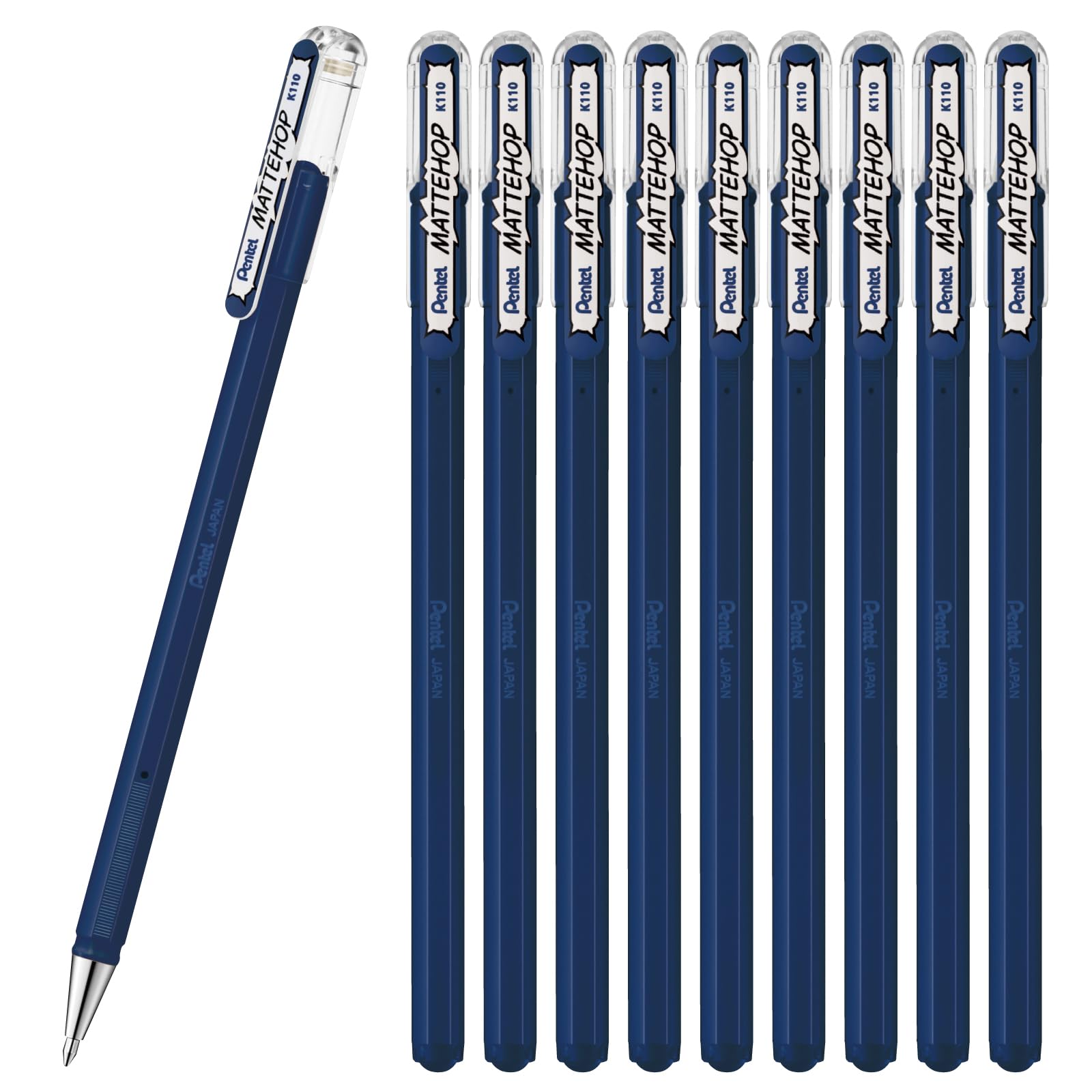 Pentel Ballpoint Color Matte Navy 10 Pen, Hop, Blue, pens, K110-VCA