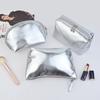 Japans en Koreaans Helder Zilver High-end Make-uptas Drie Delen Set, Gestructureerd Waterdicht Draagbare Opberg Kleine Tas