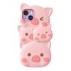 Adorable 3D Pink Pig iPhone Case Women's Soft Silicone Full Coverage