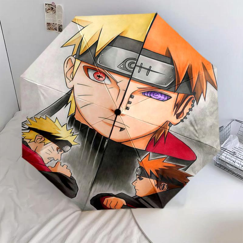 1 PC Automatic Folding Umbrella - Naruto Vs Pain Pattern Portable Foldable Design With 8 Ribs Christmas Birthday Gifts
