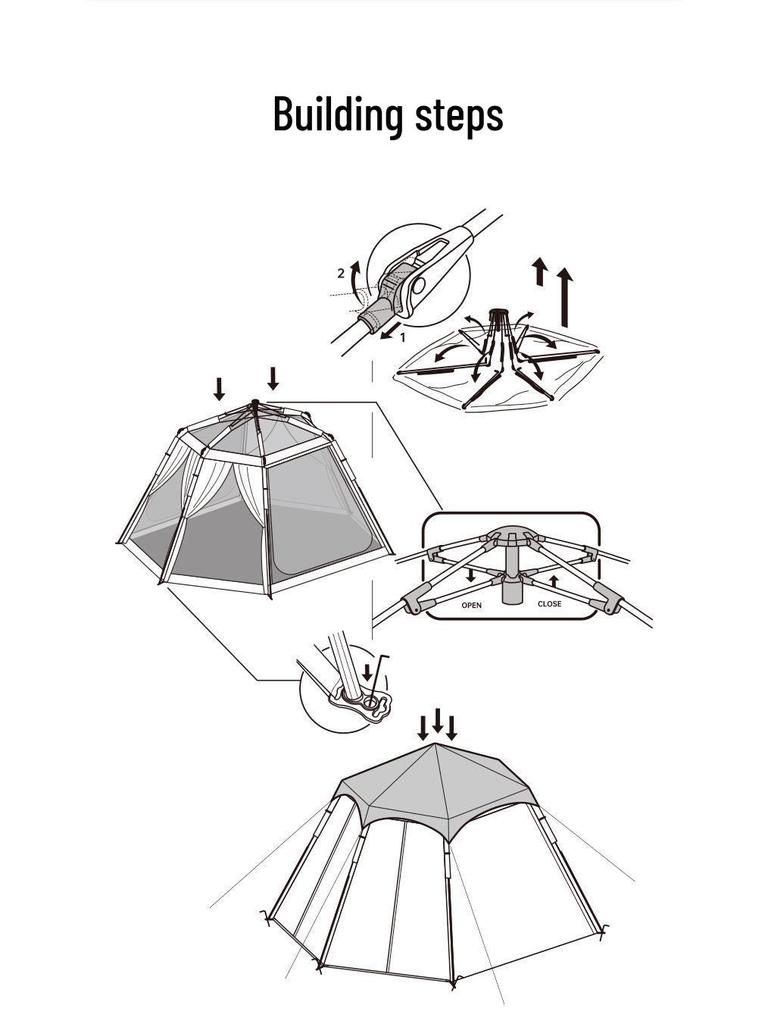 BLACKDOG Hexagonal Automatic Folding Tent: Quick-Open, Rainproof, Sun Protection for Camping and Outdoor Use