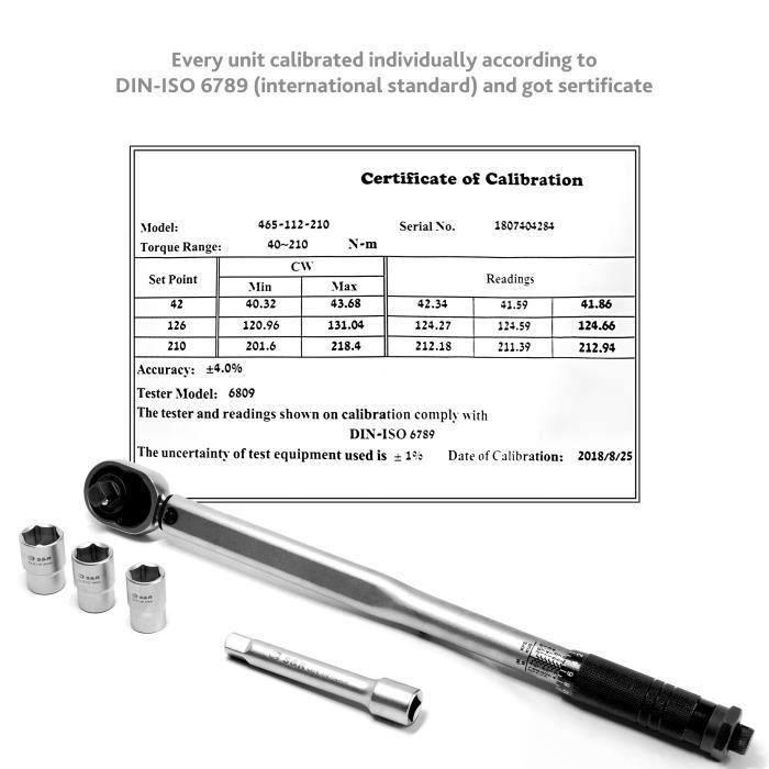 Clé Dynamométrique - S&R - 1/2' - 46 cm - 28-210 Nm - 3 Douilles (17, 19, 21 mm)