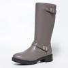 Belt Buckle Slimming Knight Boots 2025 Winter New Plus-size High Boots for Women