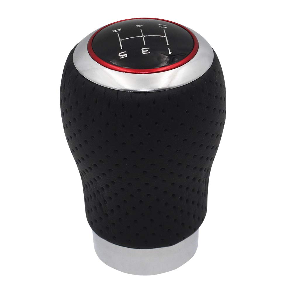 Sakan Car Shift Knob 5-Speed 8*5cm Aluminum Red Stitch