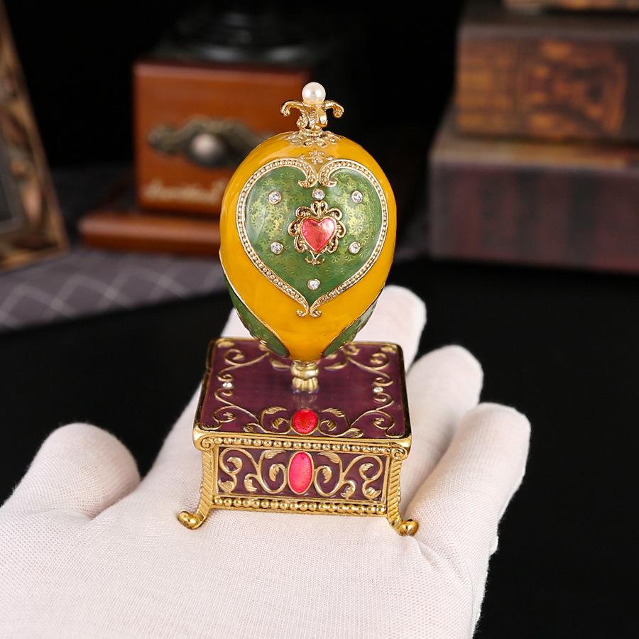 Light Luxury High-grade Egg-shaped Jewelry Box, Metal Handicrafts, Enamel Color Storage Box, Jewelry Box, Home Ornament Decoration Box.