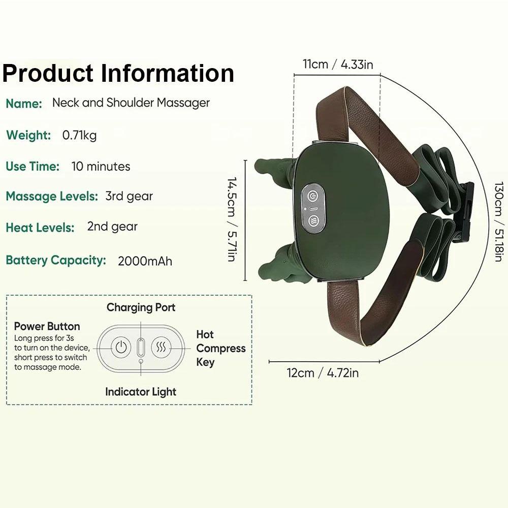 Heating Compress Heated Neck Massager Bionic Hand Cervical Massage Device  Trapezius Muscle