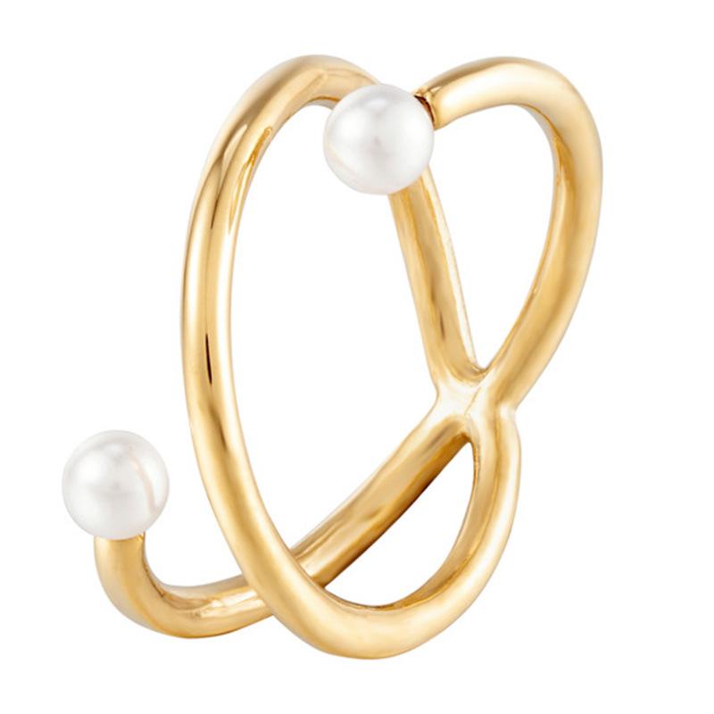 Artistic Sense, Gentle Curve, Personalized Fashion Pearl, The Same Style, Open Ring with Excellent Design and Texture