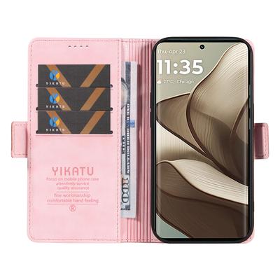 YIKATU YK-007 Für Motorola Edge 50 5G Hülle Seitliche Schnalle PU Leder Handyhülle Litschi Textur