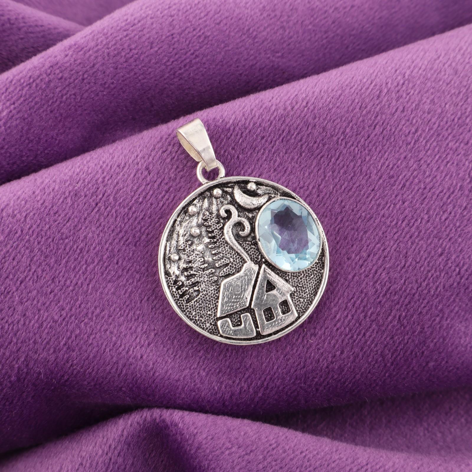 

Небесно-голубой топаз драгоценный камень 925 стерлинговое серебро ювелирные изделия ручной работы кулон 1,29 CP-39-5